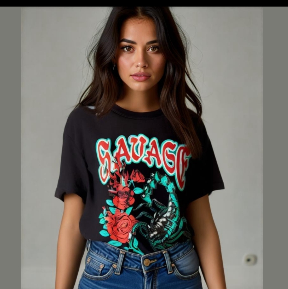$Young & Wild Savage t-shirt Women Sm Vamp grunge Y2K vibe Biker Witchy